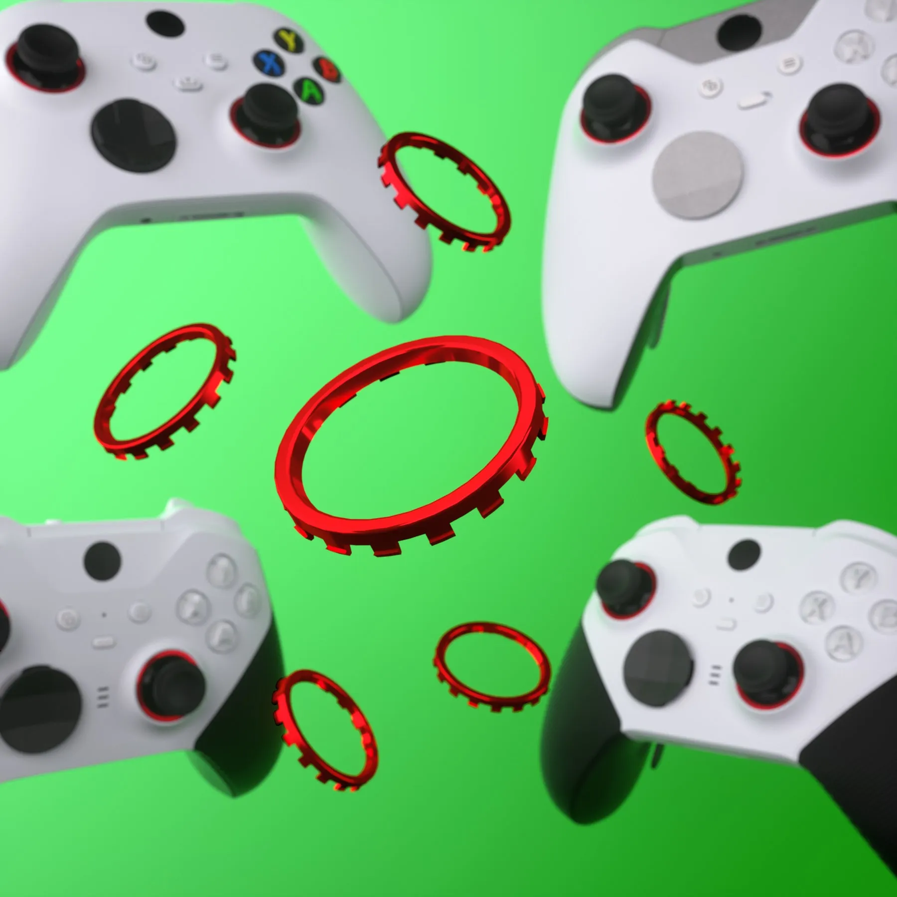 eXtremeRate Custom Accent Rings for Xbox Elite Series 2 Core & for Elite Series 2 & for Xbox One Elite Controller, Compatible with eXtremeRate ASR Version Shell for Xbox Series X/S Controller - Chrome Red - XOJ13011GC