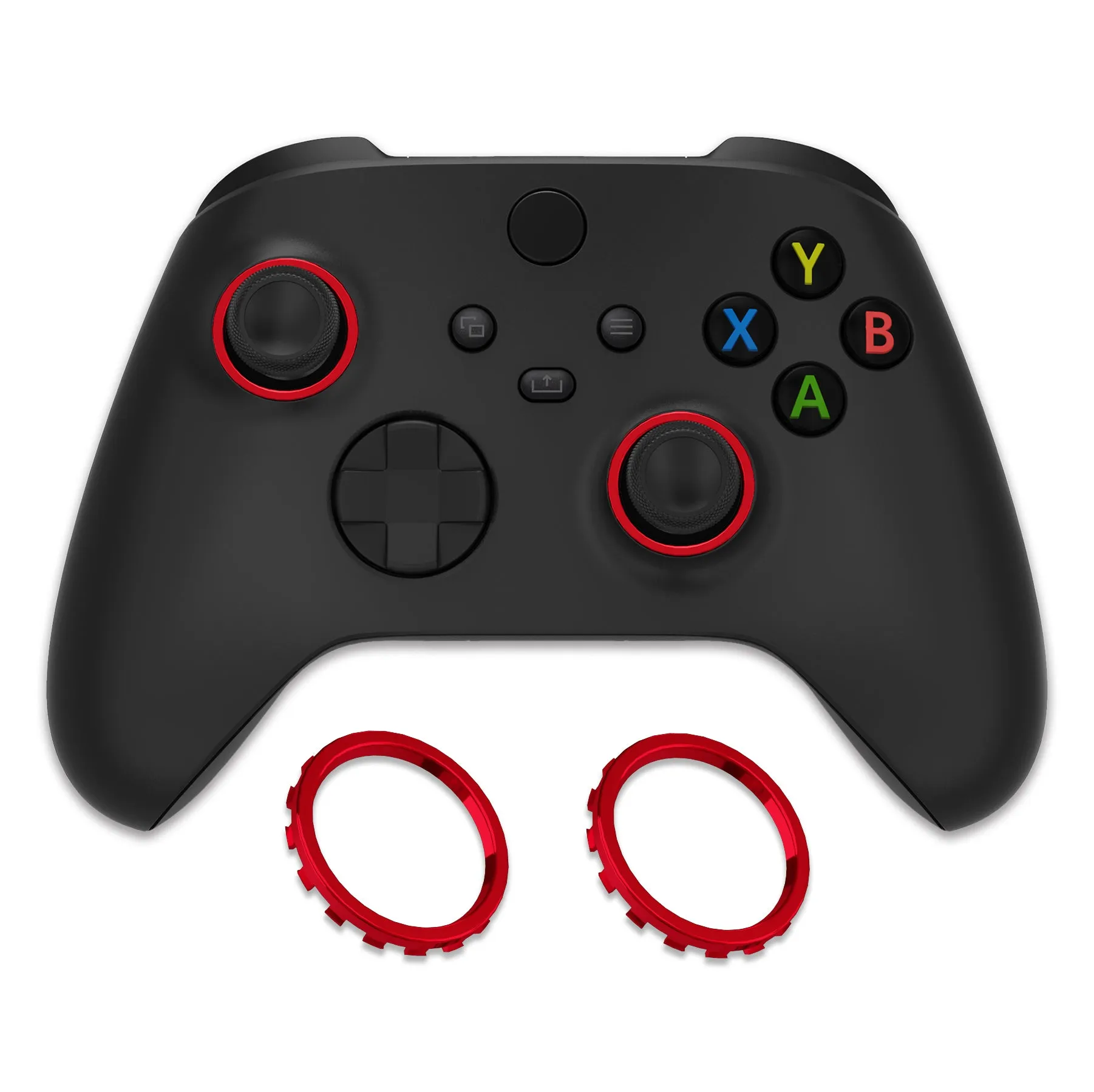 eXtremeRate Custom Accent Rings for Xbox Elite Series 2 Core & for Elite Series 2 & for Xbox One Elite Controller, Compatible with eXtremeRate ASR Version Shell for Xbox Series X/S Controller - Chrome Red - XOJ13011GC