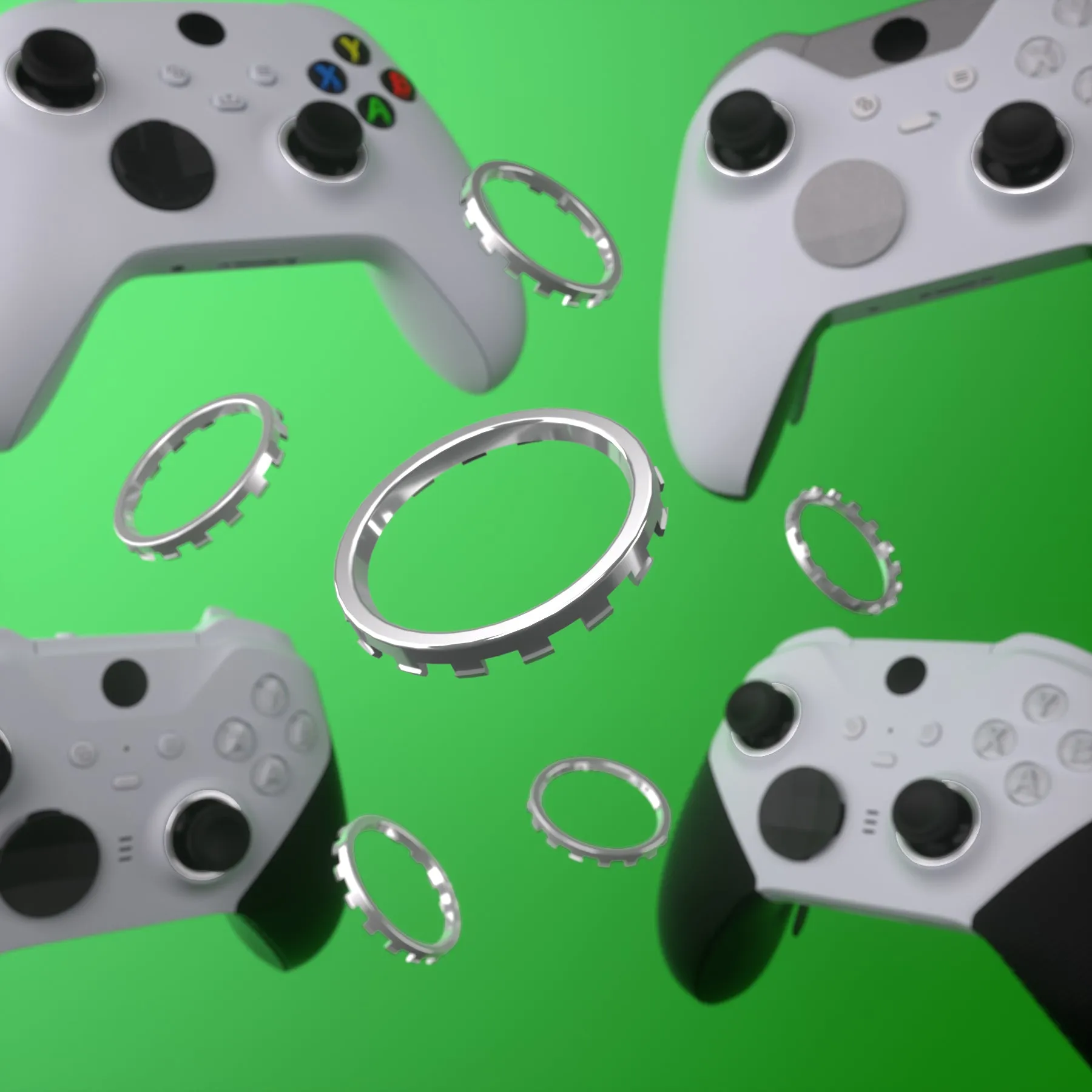 eXtremeRate Custom Accent Rings for Xbox Elite Series 2 Core & for Elite Series 2 & for Xbox One Elite Controller, Compatible with eXtremeRate ASR Version Shell for Xbox Series X/S Controller - Chrome Silver - XOJ13010GC