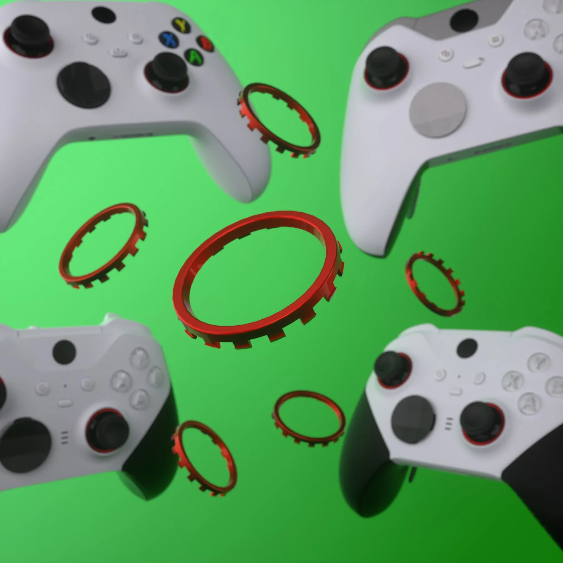 eXtremeRate Custom Accent Rings for Xbox Elite Series 2 Core & for Elite Series 2 & for Xbox One Elite Controller, Compatible with eXtremeRate ASR Version Shell for Xbox Series X/S Controller - Scarlet Red - XOJ13002GC