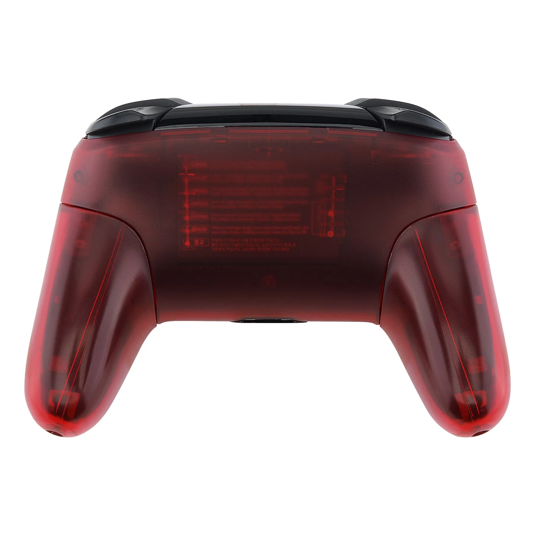 eXtremeRate Transparent Clear Red Faceplate Backplate Handles for Nintendo Switch Pro Controller, DIY Replacement Grip Housing Shell Cover for Nintendo Switch Pro - Controller NOT Included - FRM502