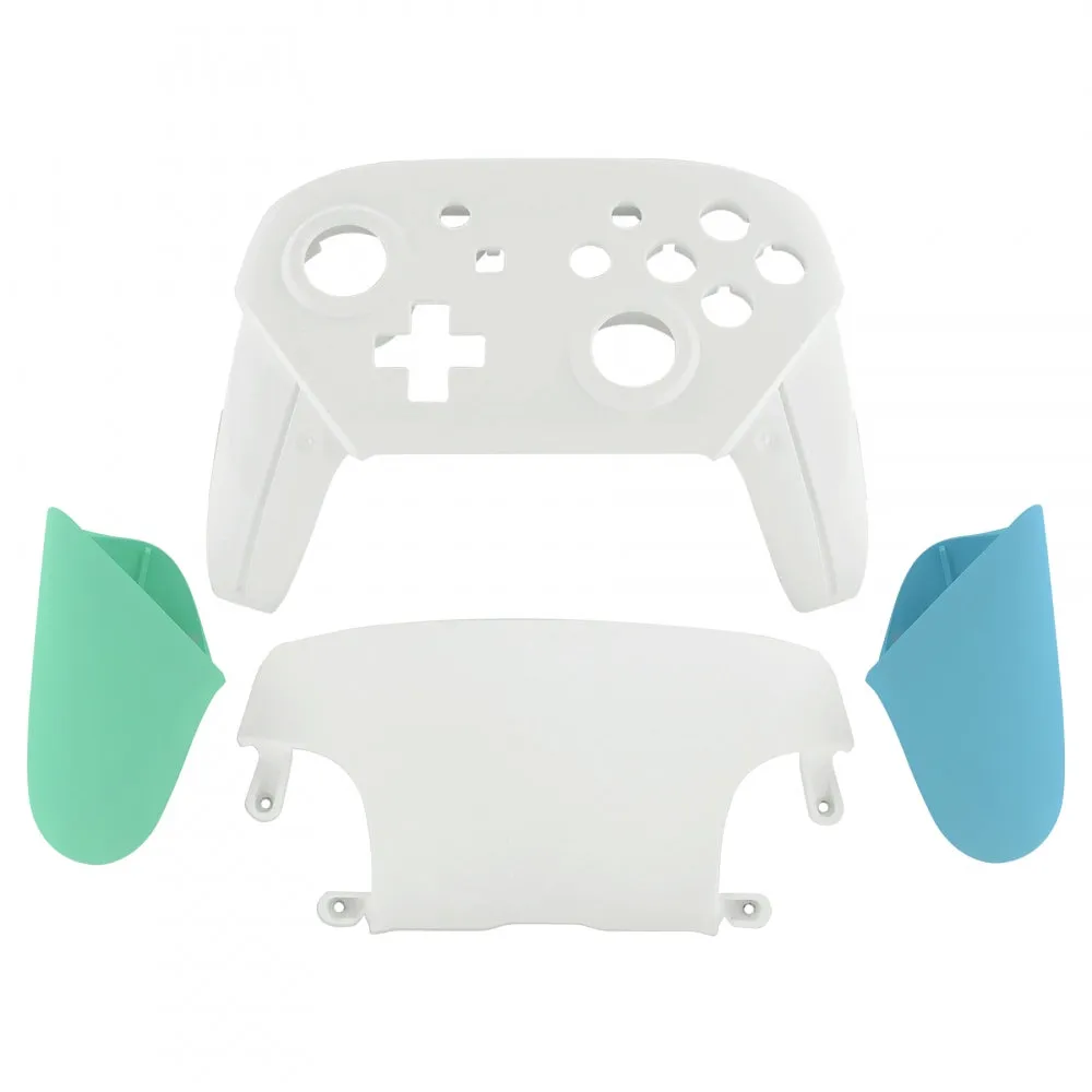 eXtremeRate White Faceplate Backplate Mint Green Heaven Blue Handles for Nintendo Switch Pro Controller, DIY Replacement Grip Housing Shell Cover for Nintendo Switch Pro - Controller NOT Included - FRP313