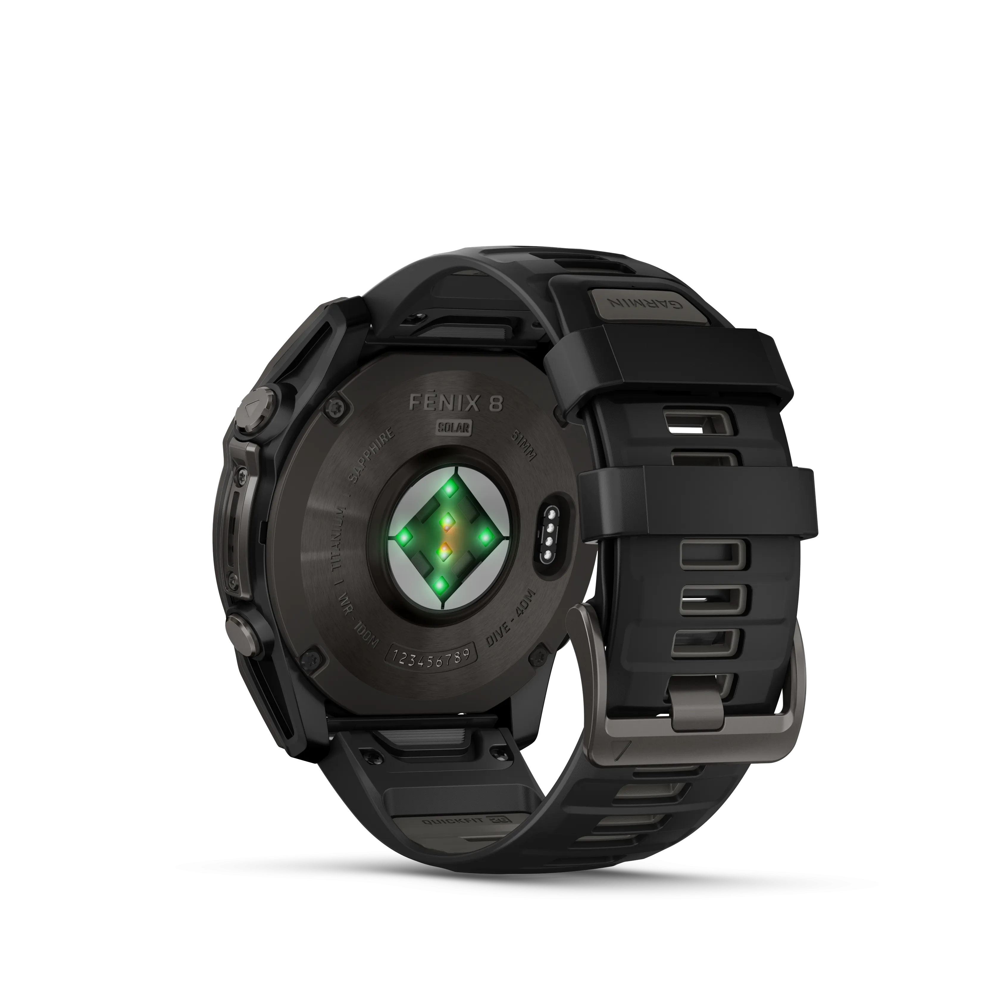 Fenix 8 GPS Smartwatch, 51mm - Solar, Sapphire, Carbon Grey DLC Titanium With Black/Pebble Grey Silicone Band - 010-02907-11