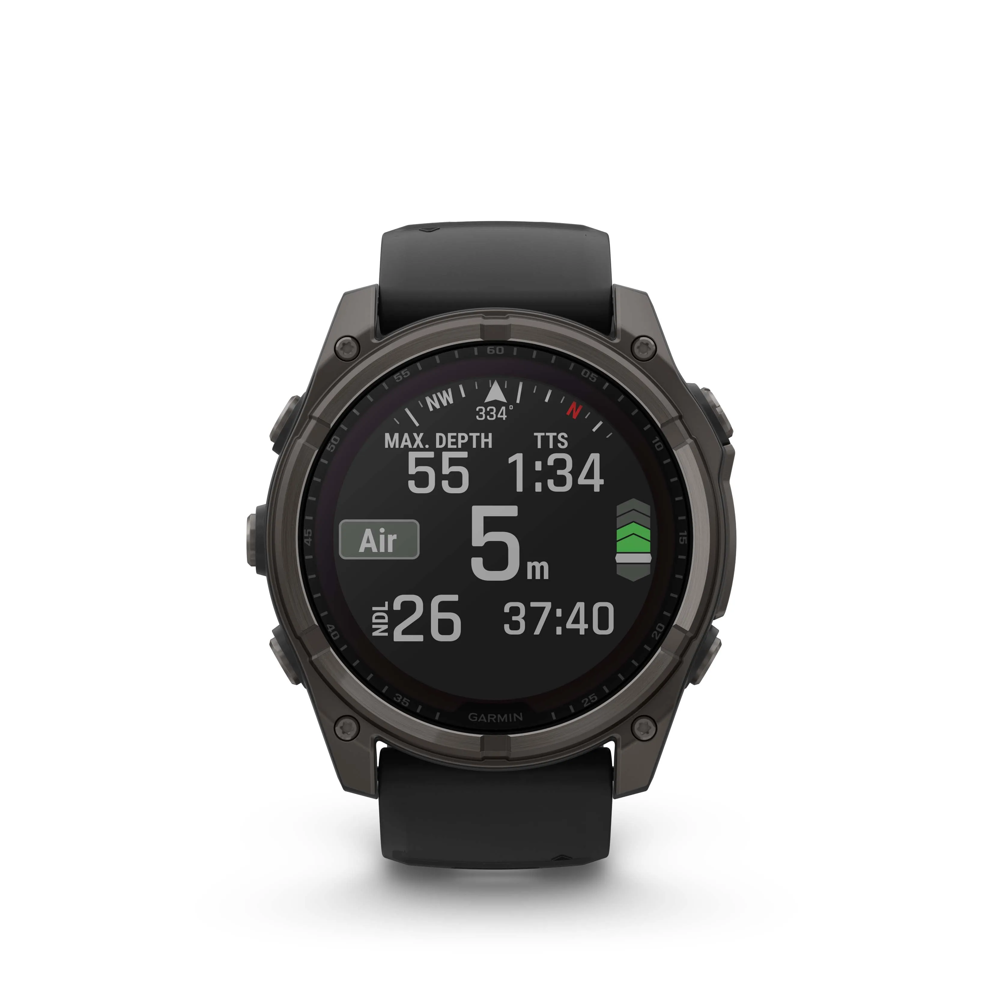 Fenix 8 GPS Smartwatch, 51mm - Solar, Sapphire, Carbon Grey DLC Titanium With Black/Pebble Grey Silicone Band - 010-02907-11