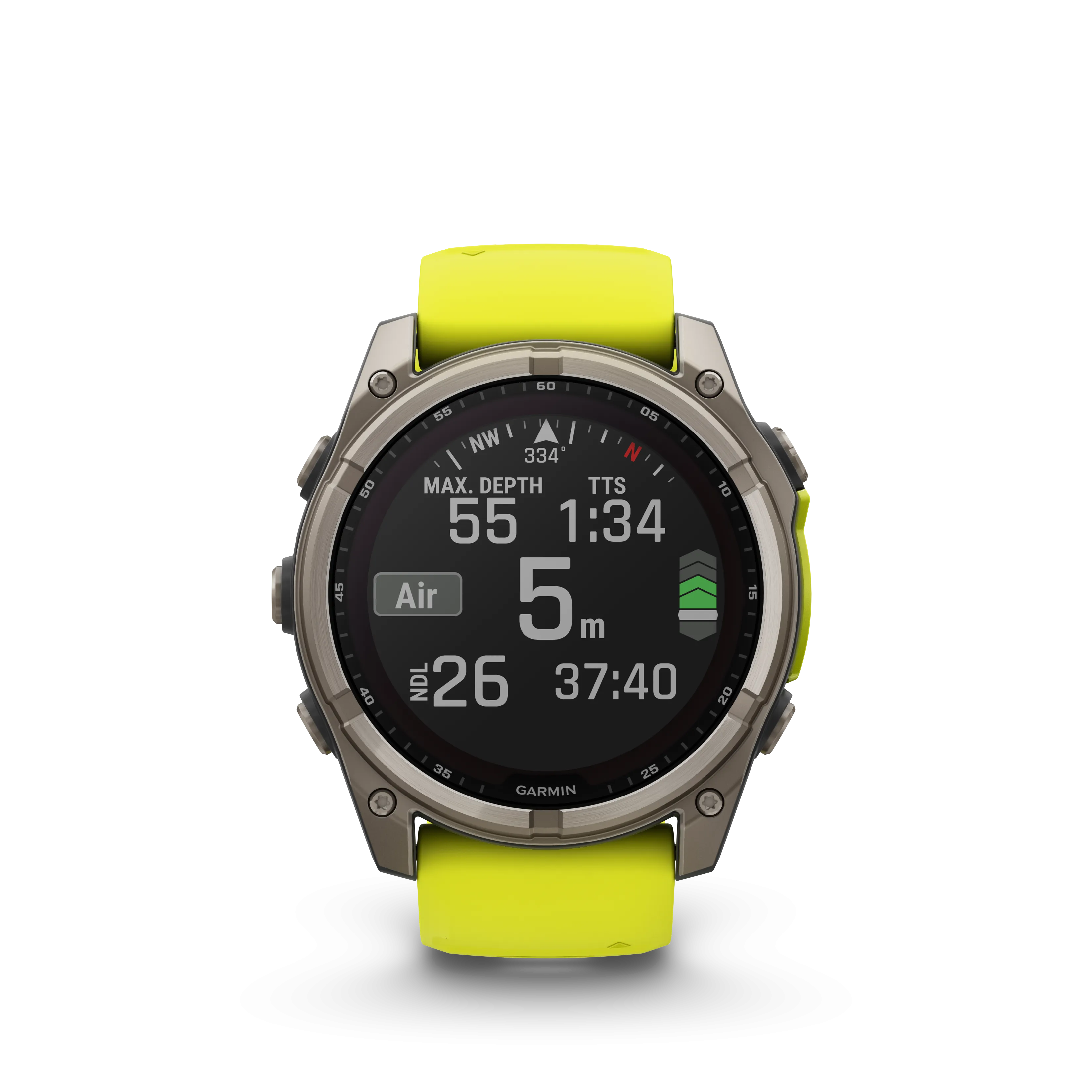 Fenix 8 GPS Smartwatch, 51mm - Solar, Sapphire, Titanium with Amp Yellow/Graphite Silicone Band - 010-02907-21