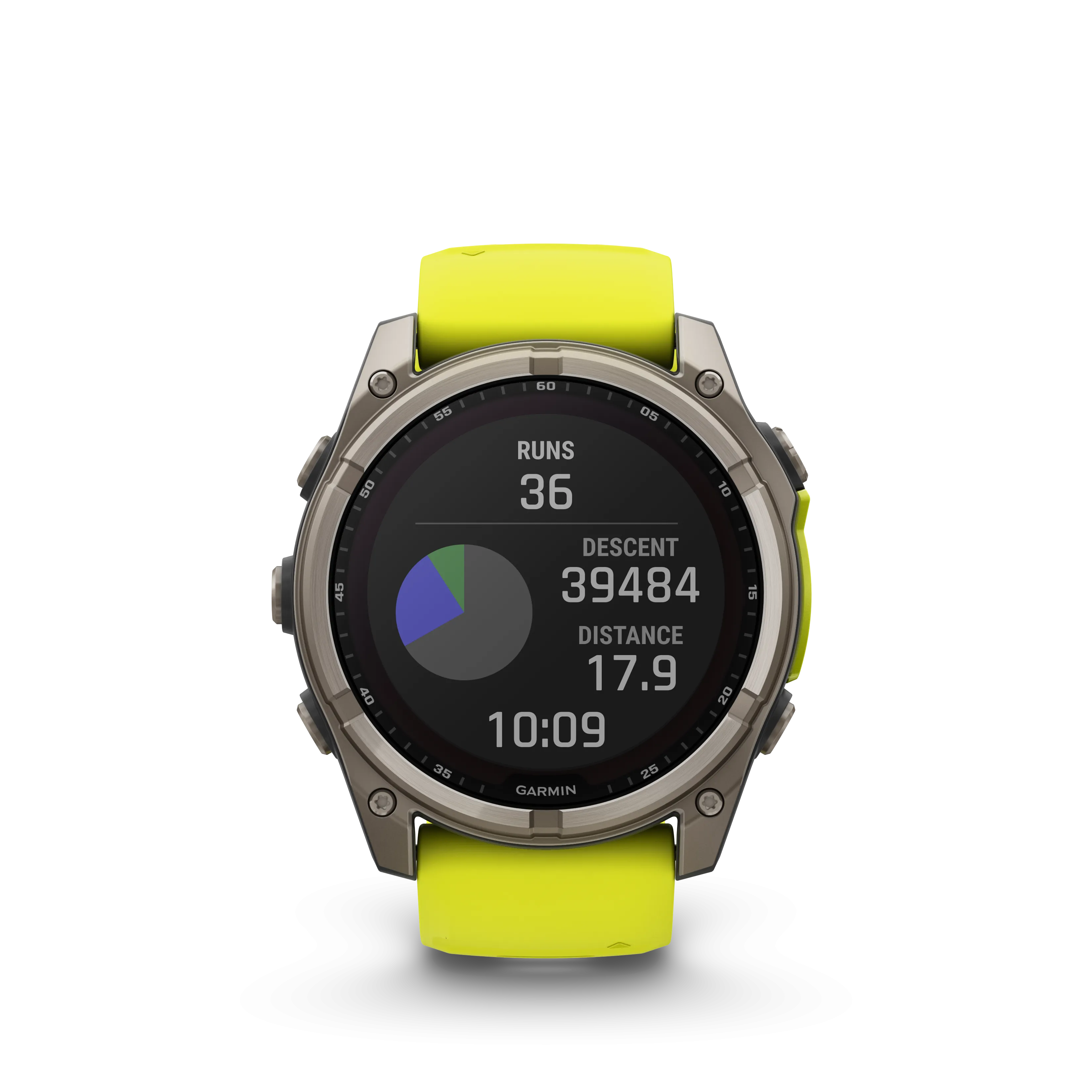 Fenix 8 GPS Smartwatch, 51mm - Solar, Sapphire, Titanium with Amp Yellow/Graphite Silicone Band - 010-02907-21