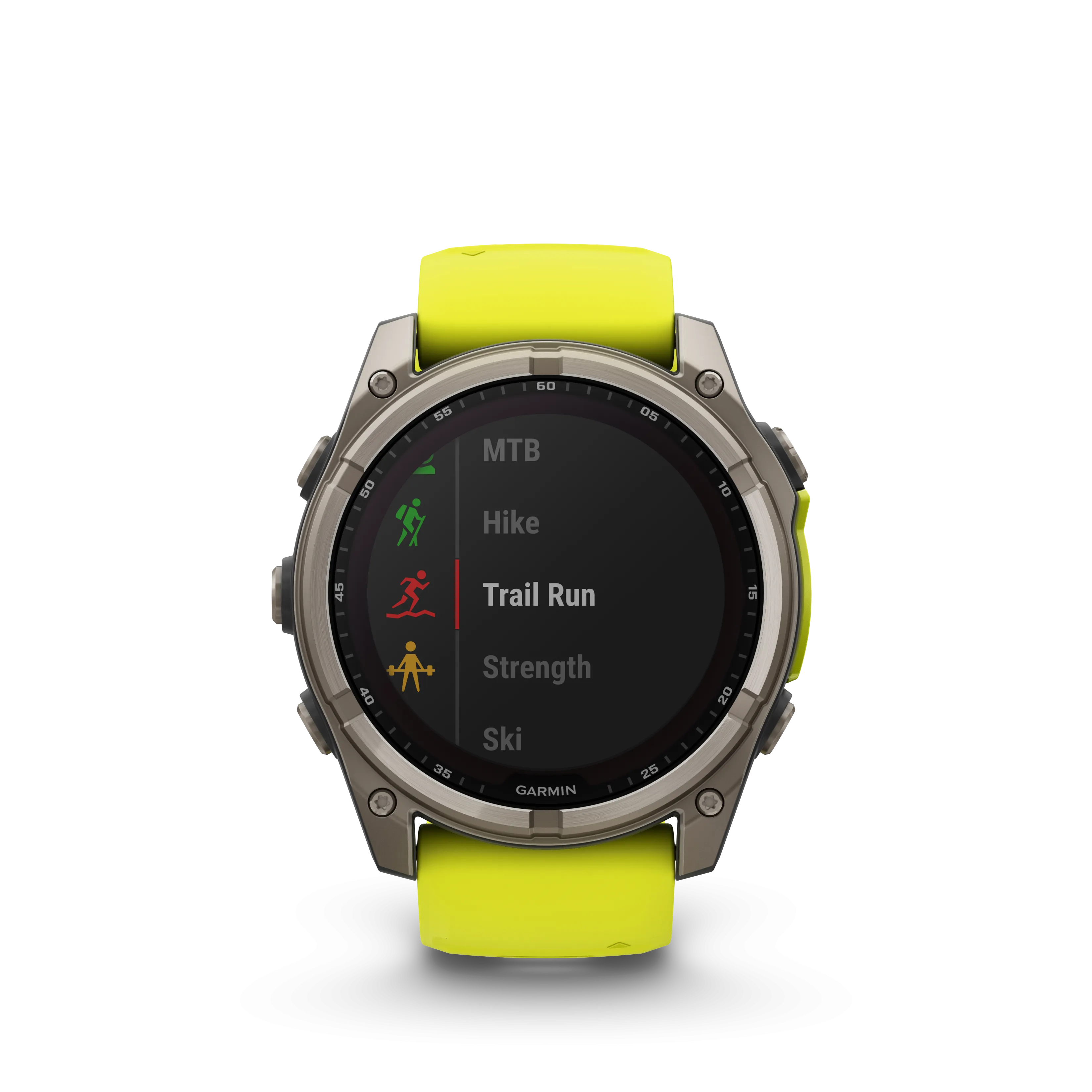 Fenix 8 GPS Smartwatch, 51mm - Solar, Sapphire, Titanium with Amp Yellow/Graphite Silicone Band - 010-02907-21