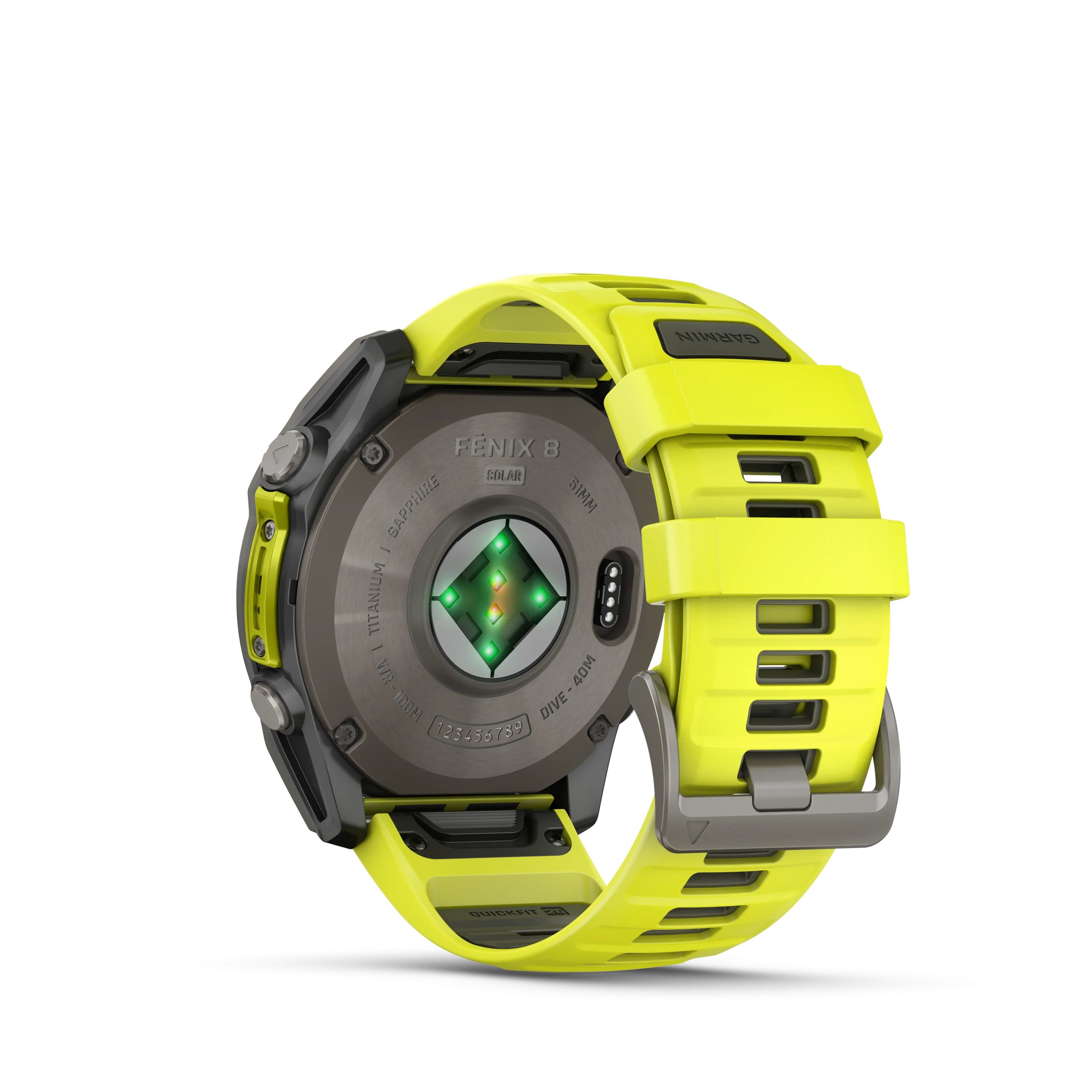 Fenix 8 GPS Smartwatch, 51mm - Solar, Sapphire, Titanium with Amp Yellow/Graphite Silicone Band - 010-02907-21
