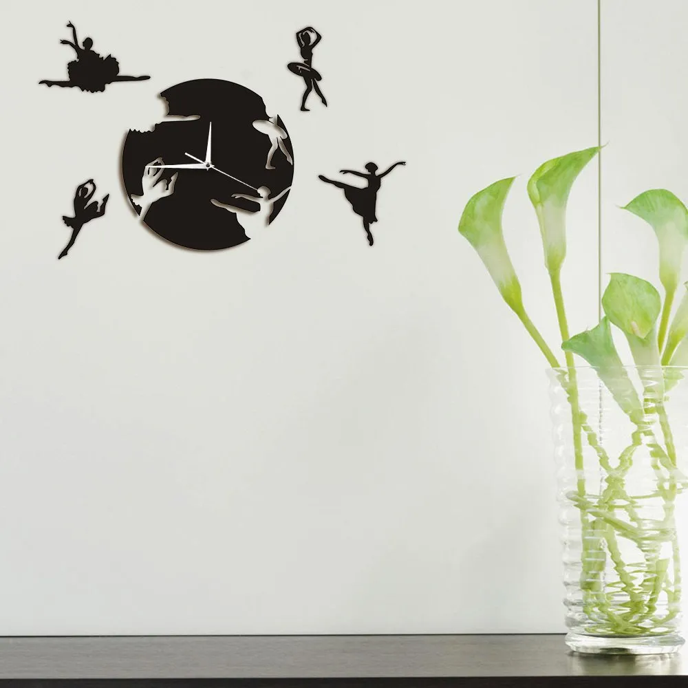 Flowing Ballerinas Wall Art Dancing Room Wall Decor Modern Clock Dancing Girls Decorative Wall Clocks Escape Girls Clock Watch