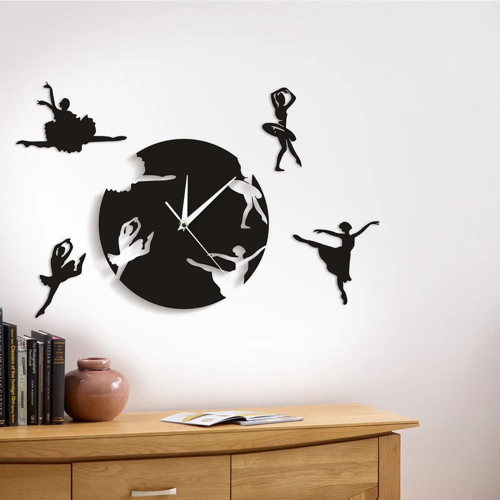 Flowing Ballerinas Wall Art Dancing Room Wall Decor Modern Clock Dancing Girls Decorative Wall Clocks Escape Girls Clock Watch