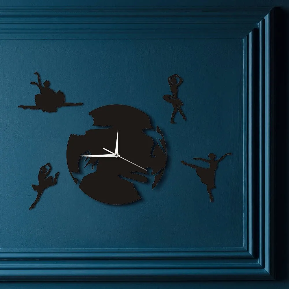 Flowing Ballerinas Wall Art Dancing Room Wall Decor Modern Clock Dancing Girls Decorative Wall Clocks Escape Girls Clock Watch