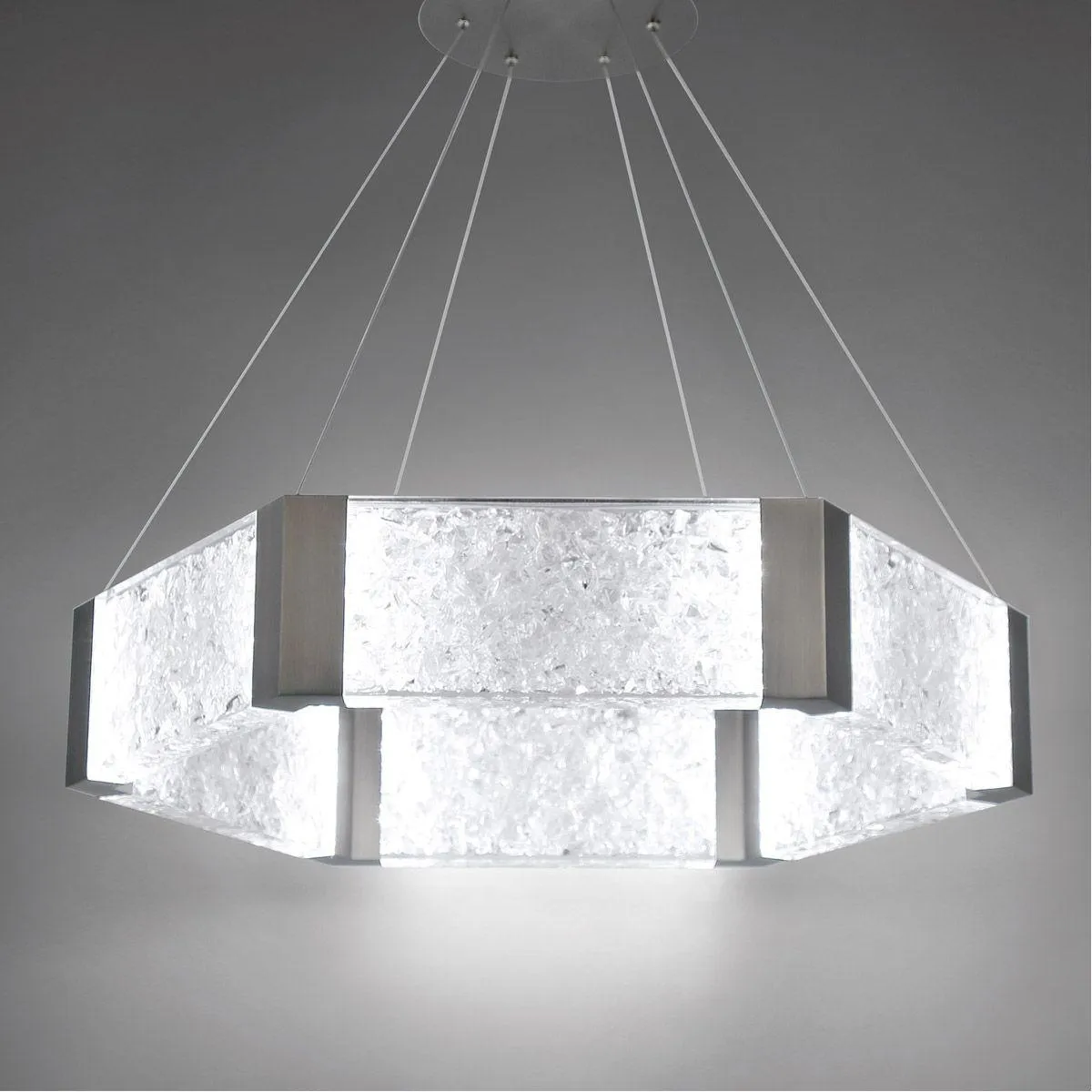 Forever 34 in. 6 Lights LED Pendant Light Nickel Finish