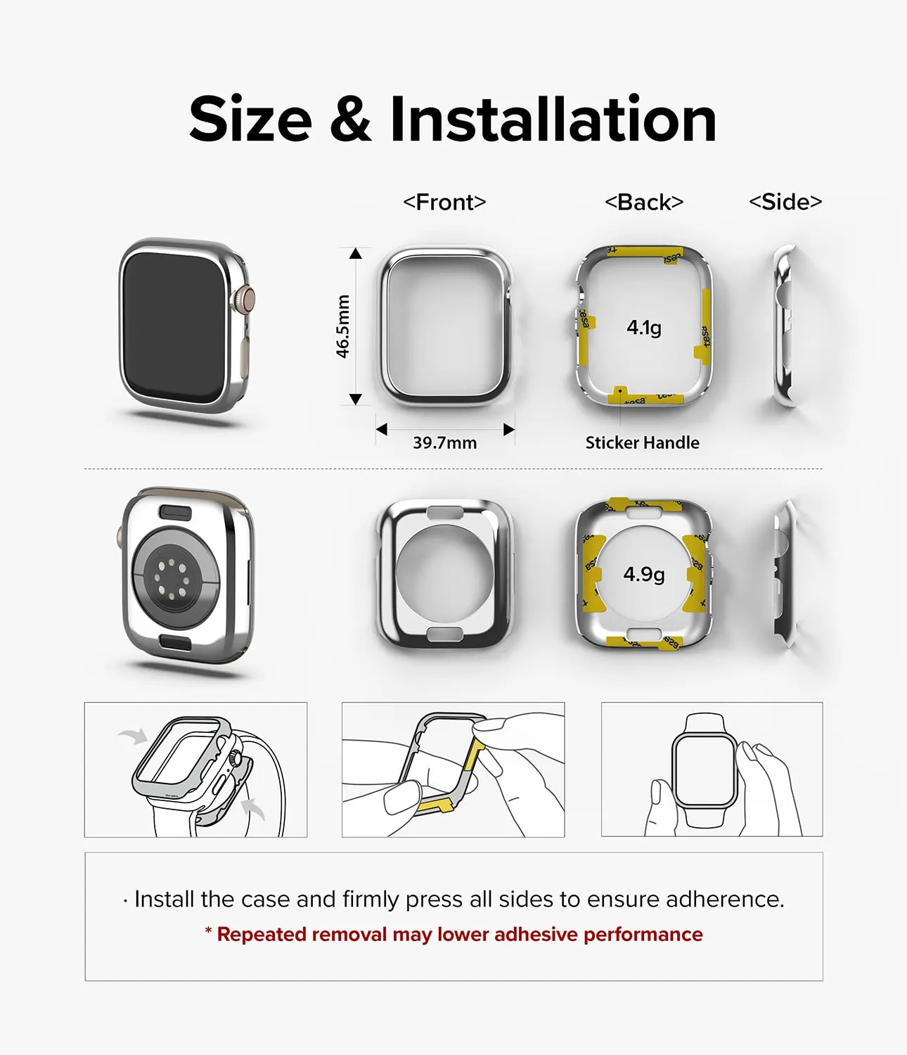 Frame Styling Compatible with Apple Watch 7 45mm - Silver (45-70)
