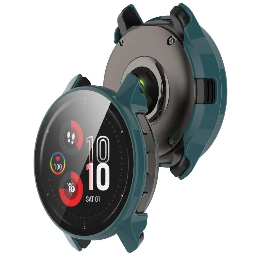 Garmin Venu 2 Plus cover with tempered glass screen protector - Dark Green