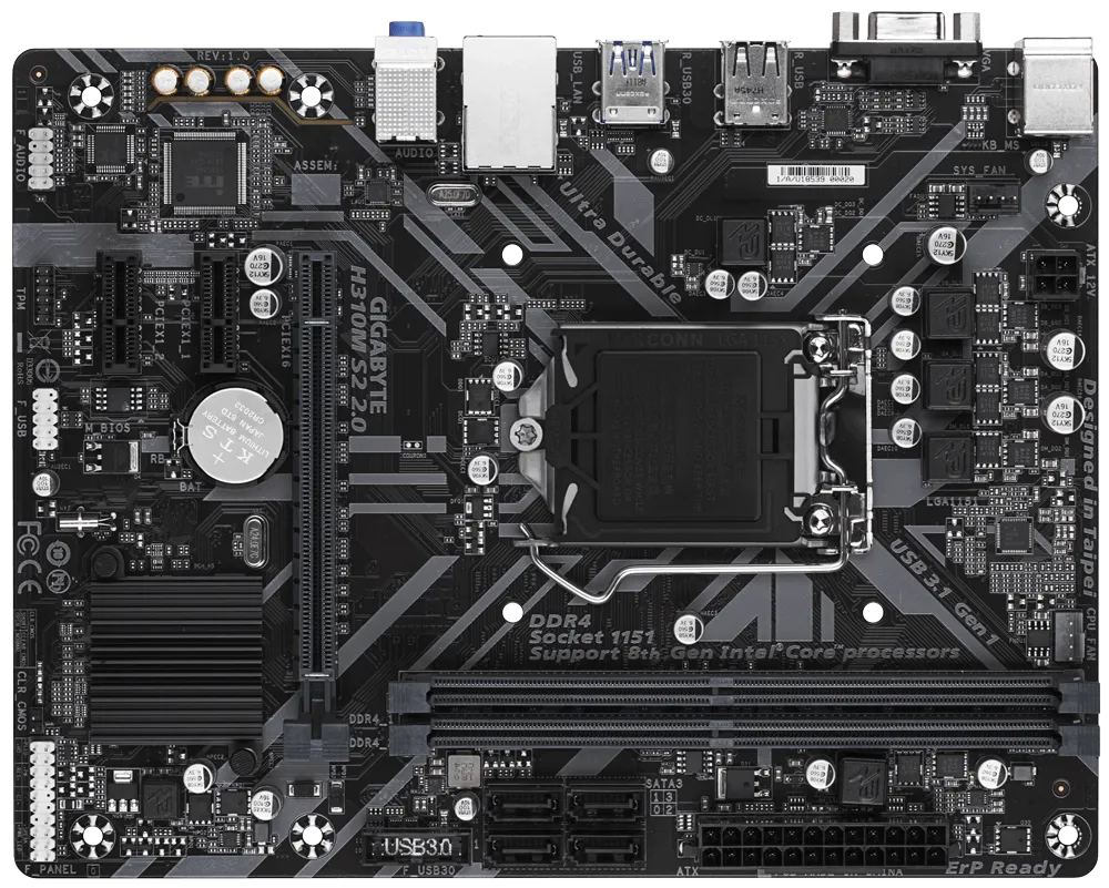 Gigabyte GA-H310M-S2 2.0 Motherboard 1151 Supports 9th Gen Intel DDR4 usb3.1 vga