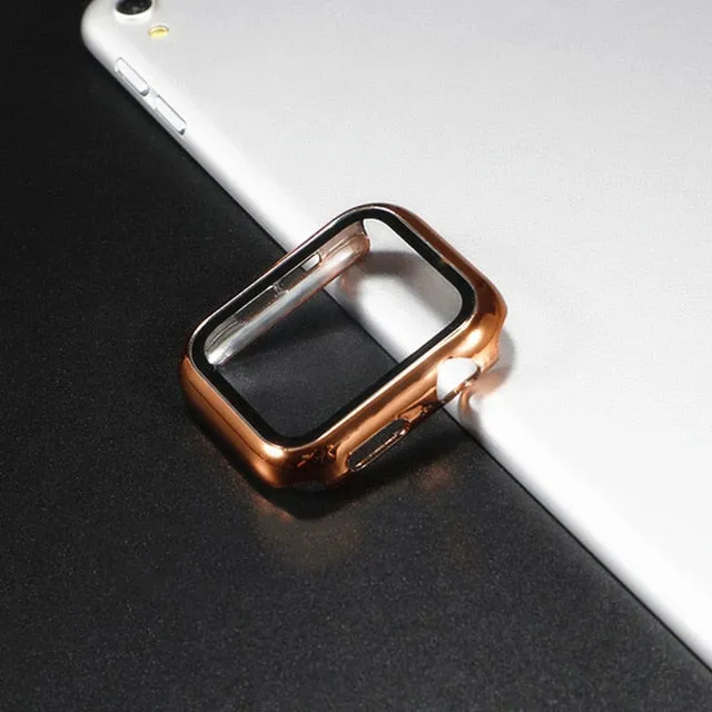 Glass case For Apple Watch series 6 5 4 3 SE 44mm 40mm iWatch Case 42mm 38mm Screen Protector cover apple watch Accessories