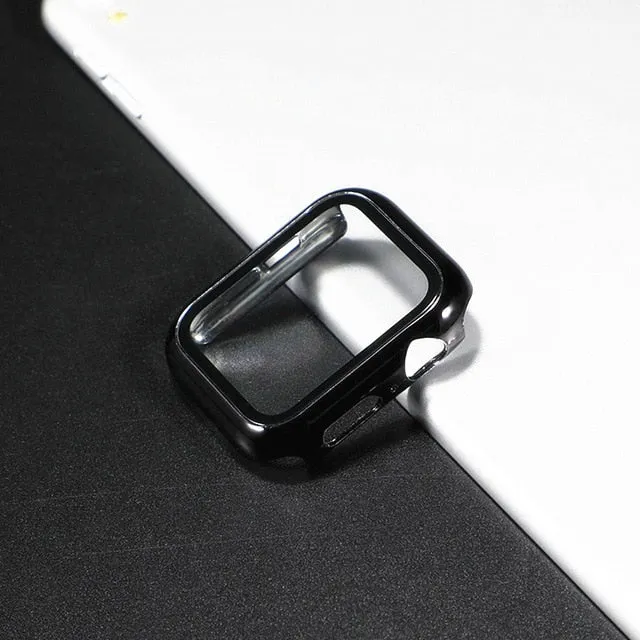 Glass case For Apple Watch series 6 5 4 3 SE 44mm 40mm iWatch Case 42mm 38mm Screen Protector cover apple watch Accessories