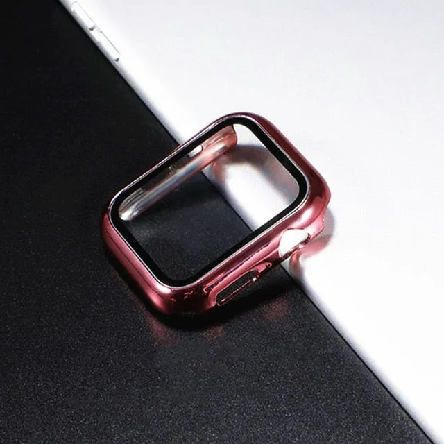 Glass case For Apple Watch series 6 5 4 3 SE 44mm 40mm iWatch Case 42mm 38mm Screen Protector cover apple watch Accessories