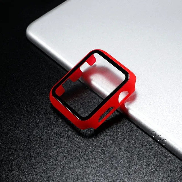 Glass case For Apple Watch series 6 5 4 3 SE 44mm 40mm iWatch Case 42mm 38mm Screen Protector cover apple watch Accessories