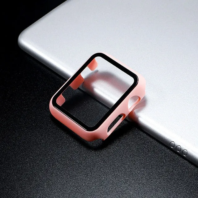 Glass case For Apple Watch series 6 5 4 3 SE 44mm 40mm iWatch Case 42mm 38mm Screen Protector cover apple watch Accessories