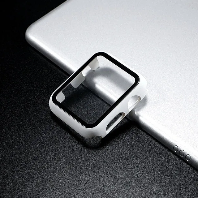 Glass case For Apple Watch series 6 5 4 3 SE 44mm 40mm iWatch Case 42mm 38mm Screen Protector cover apple watch Accessories