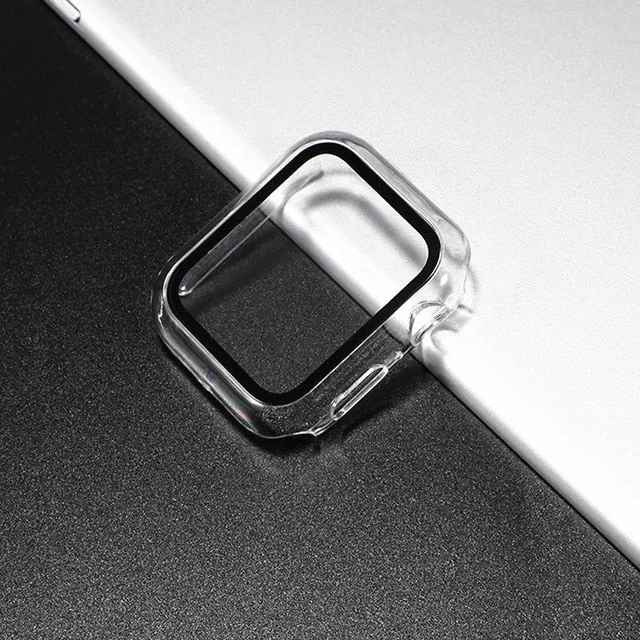 Glass case For Apple Watch series 6 5 4 3 SE 44mm 40mm iWatch Case 42mm 38mm Screen Protector cover apple watch Accessories