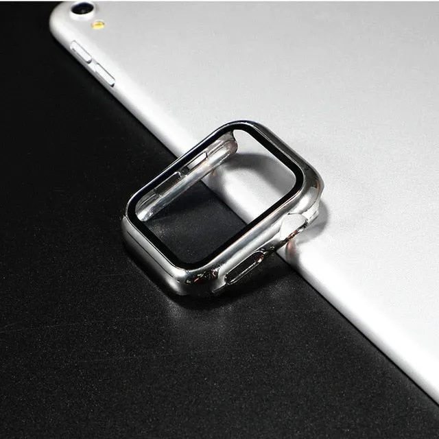 Glass case For Apple Watch series 6 5 4 3 SE 44mm 40mm iWatch Case 42mm 38mm Screen Protector cover apple watch Accessories