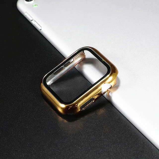 Glass case For Apple Watch series 6 5 4 3 SE 44mm 40mm iWatch Case 42mm 38mm Screen Protector cover apple watch Accessories