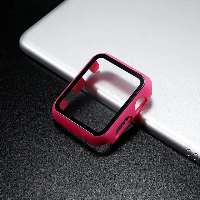 Glass case For Apple Watch series 6 5 4 3 SE 44mm 40mm iWatch Case 42mm 38mm Screen Protector cover apple watch Accessories