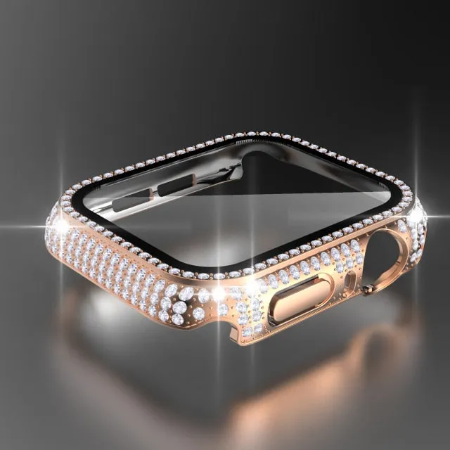 Glass   Cover for Apple Watch case Series 6 5 4 Diamond bumper   Screen Protector iWatch 38mm 40mm 42mm 44mm Accessories |Watch Cases|