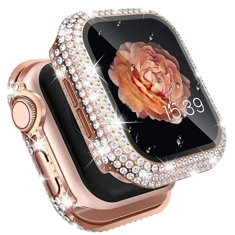 Glass   Cover for Apple Watch case Series 6 5 4 Diamond bumper   Screen Protector iWatch 38mm 40mm 42mm 44mm Accessories |Watch Cases|