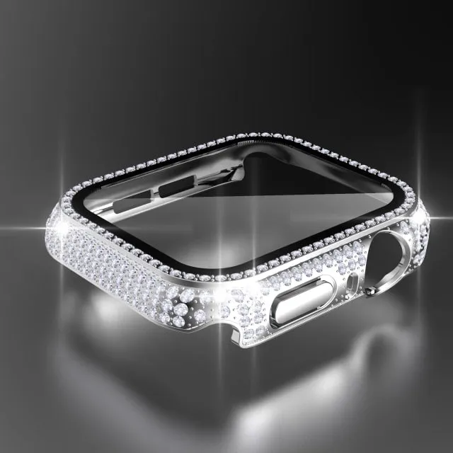 Glass   Cover for Apple Watch case Series 6 5 4 Diamond bumper   Screen Protector iWatch 38mm 40mm 42mm 44mm Accessories |Watch Cases|