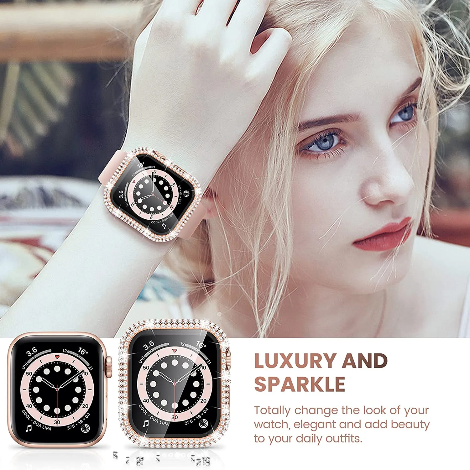 Glass   Cover for Apple Watch case Series 6 5 4 Diamond bumper   Screen Protector iWatch 38mm 40mm 42mm 44mm Accessories |Watch Cases|