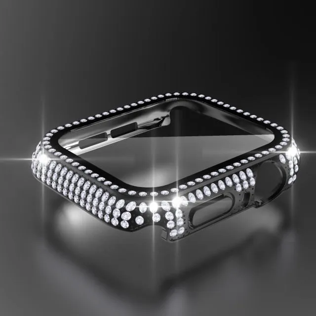 Glass   Cover for Apple Watch case Series 6 5 4 Diamond bumper   Screen Protector iWatch 38mm 40mm 42mm 44mm Accessories |Watch Cases|
