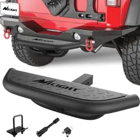 Hitch Step 2inch Hitch Receiver Rear Bumper Guard Protector Upgraded Textured Black Step Bar with Hitch Lock & U-Bolts Stabilize