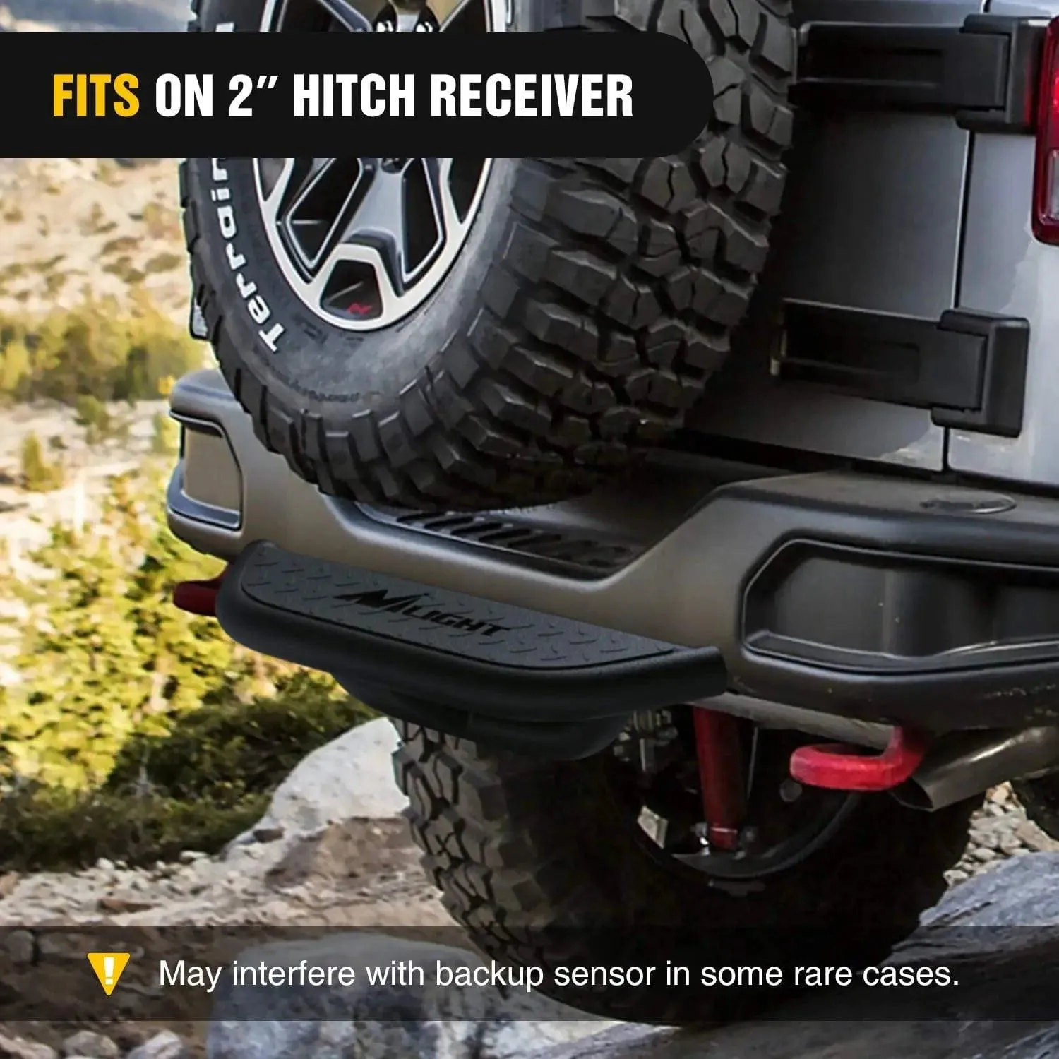 Hitch Step 2inch Hitch Receiver Rear Bumper Guard Protector Upgraded Textured Black Step Bar with Hitch Lock & U-Bolts Stabilize