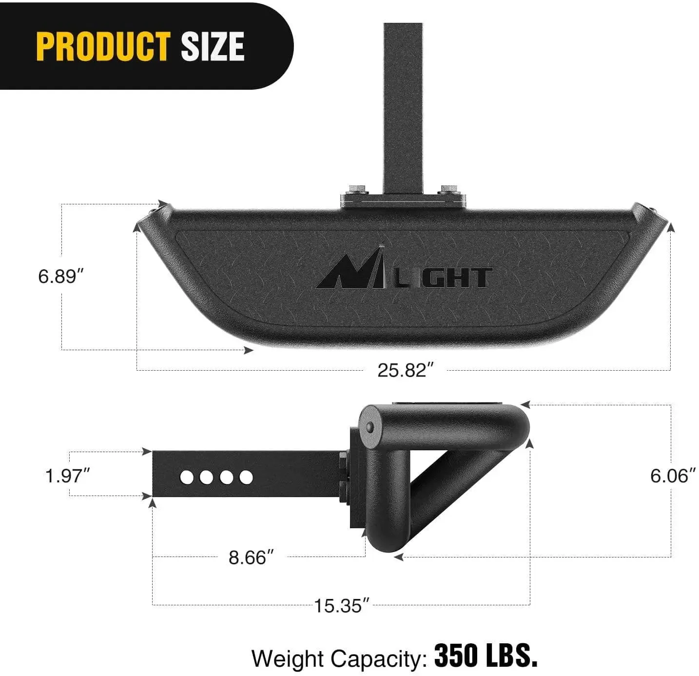 Hitch Step 2inch Hitch Receiver Rear Bumper Guard Protector Upgraded Textured Black Step Bar with Hitch Lock & U-Bolts Stabilize