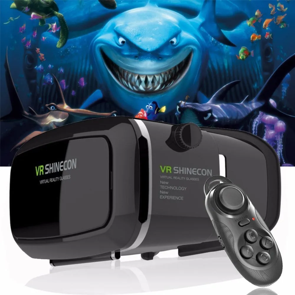 Hot!2018 Google Cardboard VR shinecon Pro Version VR Virtual Reality 3D Glasses  Smart Bluetooth Wireless Remote Control Gamepad