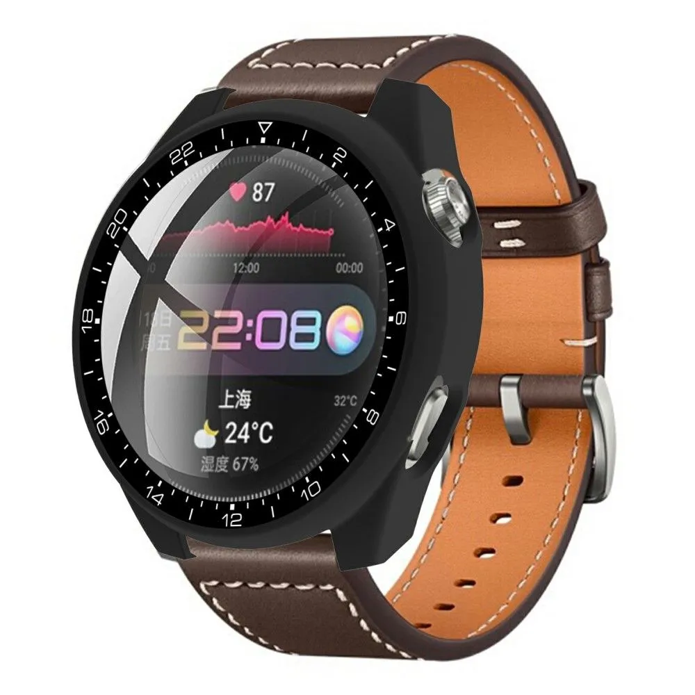 Huawei Watch 3 Pro dial style cover   tempered glass - Black