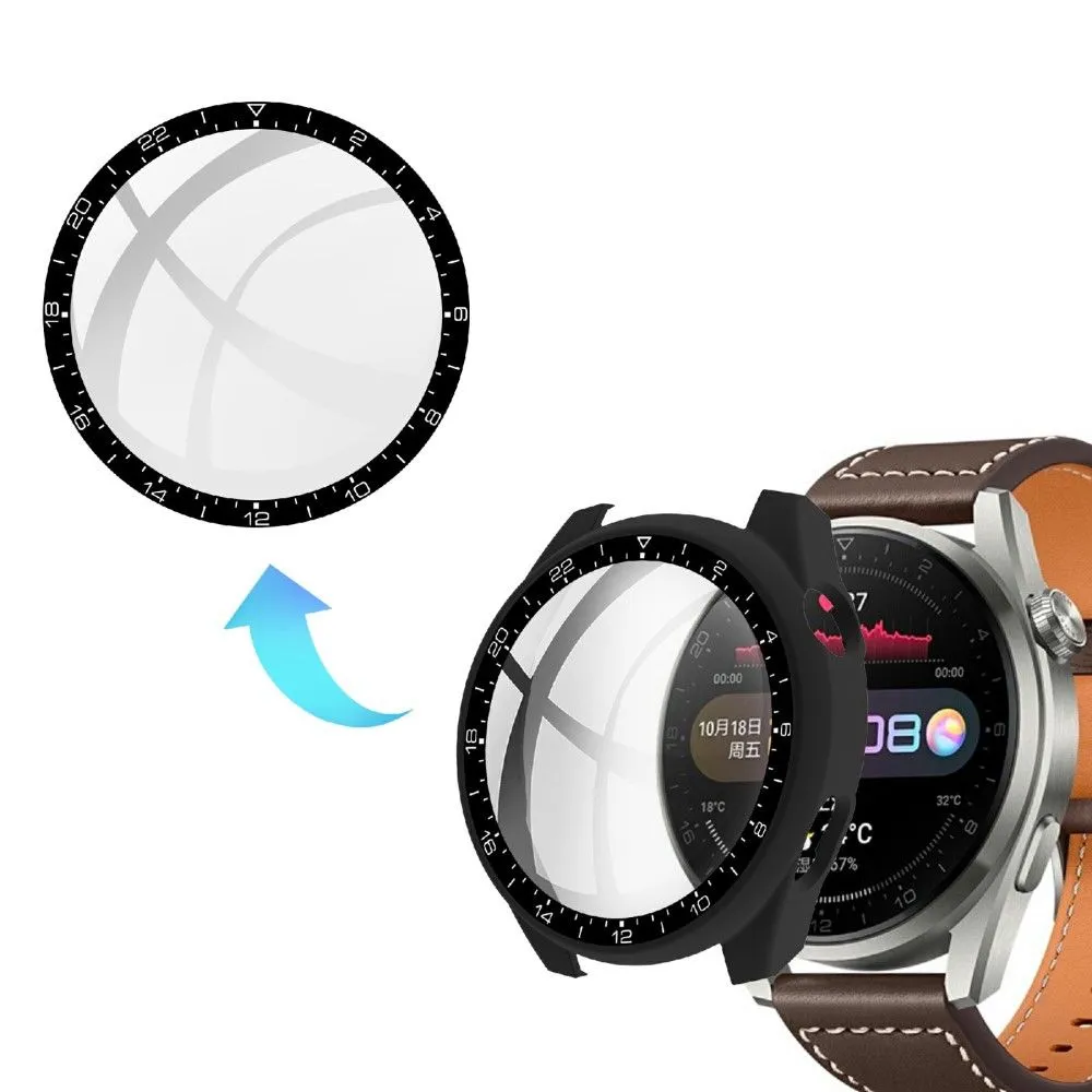 Huawei Watch 3 Pro dial style cover   tempered glass - Black