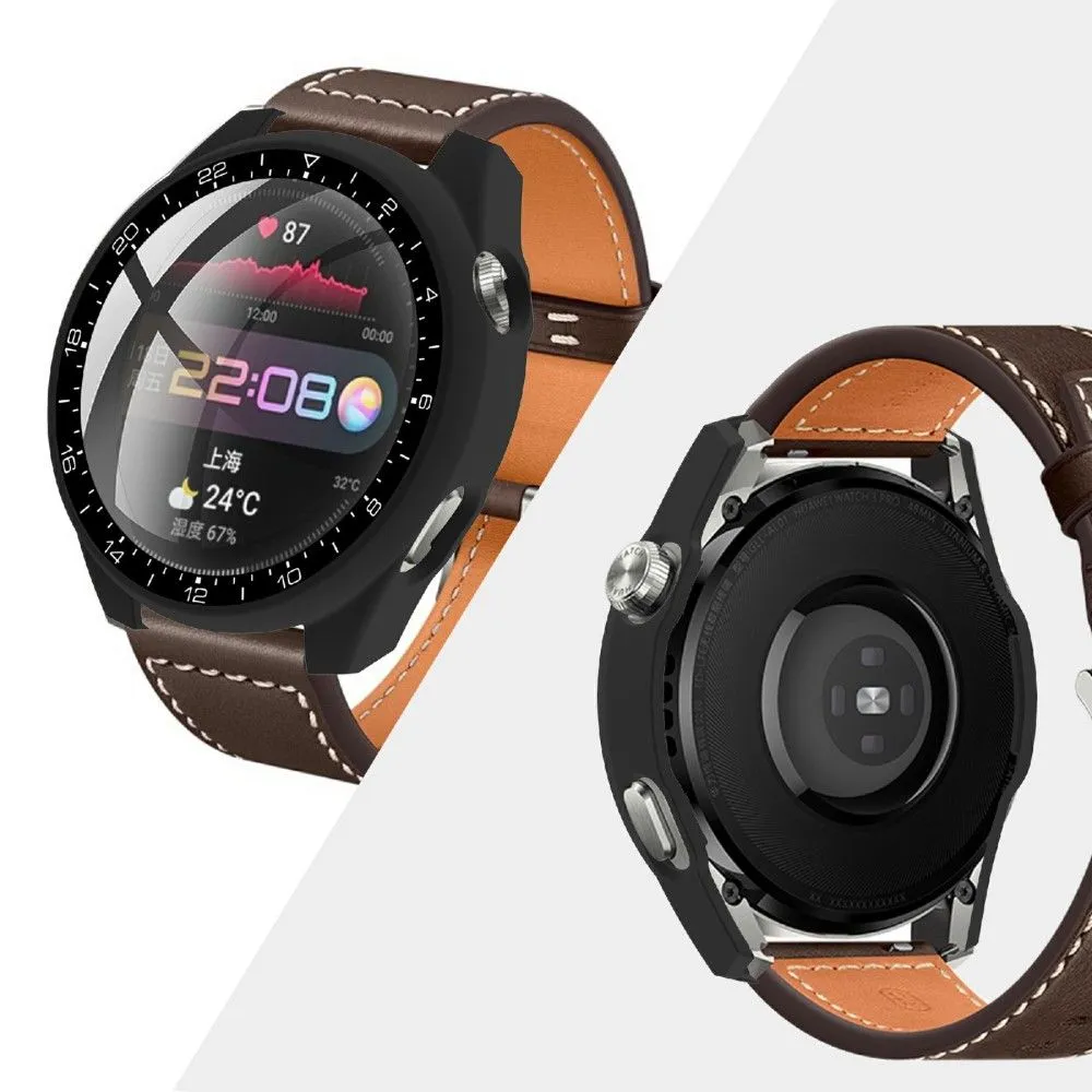 Huawei Watch 3 Pro dial style cover   tempered glass - Black