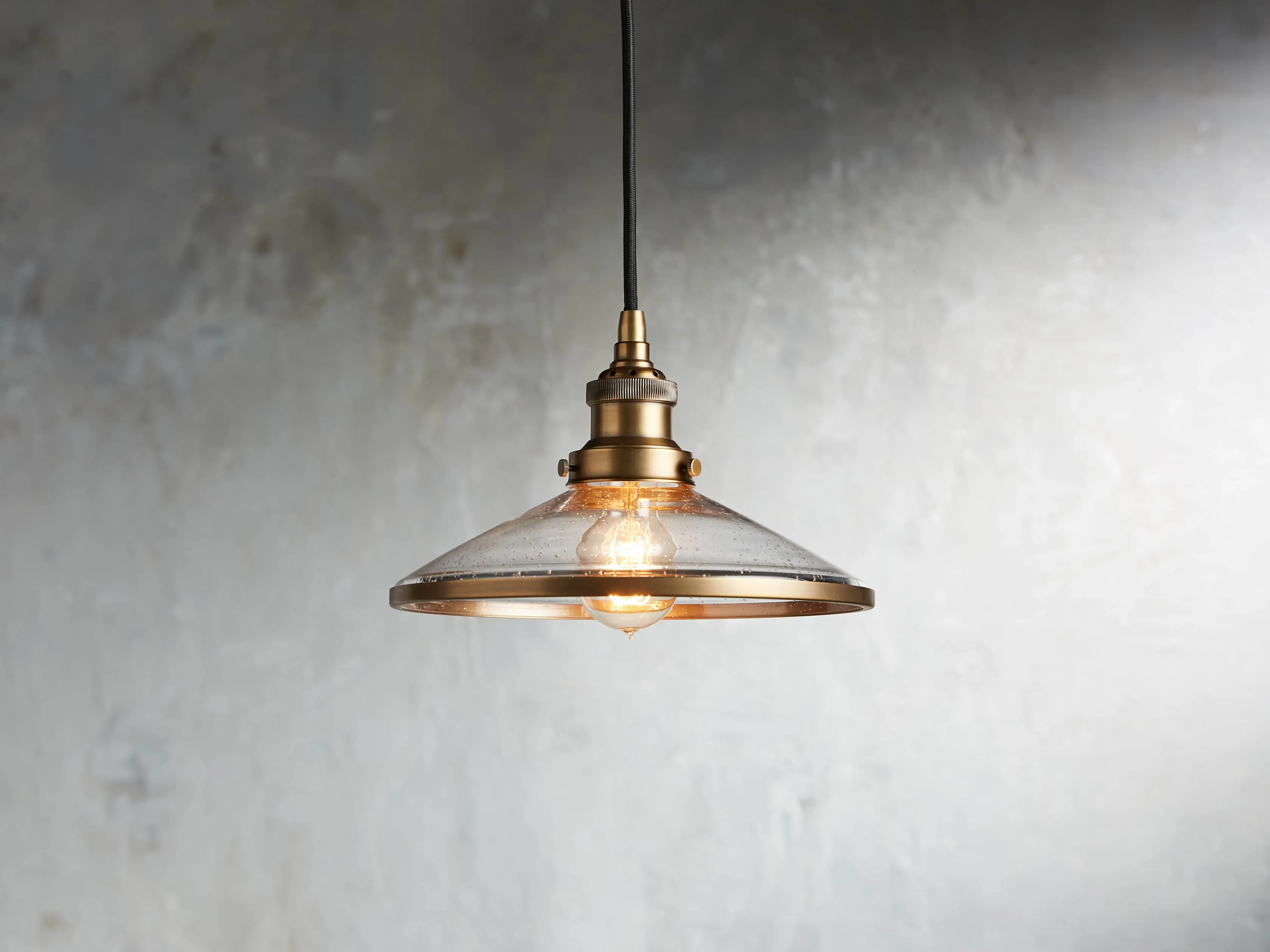Industrial Flare Pendant in Antiqued Brass