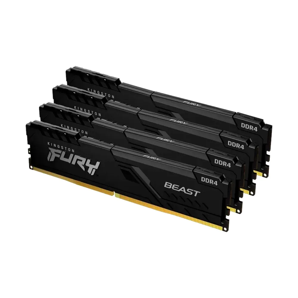 Kingston Fury Beast RAM, 128 GB DDR4 (4x32 GB), 2666 MHz, CL16, KF426C16BBK4/128, black