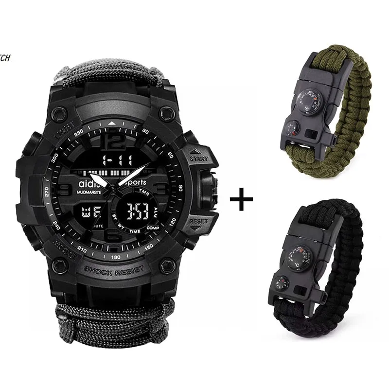 LED Watch with compass 30M Waterproof men's Sports Watch Men Sport Watch Shock Sport Watches Electronic Wristwatches