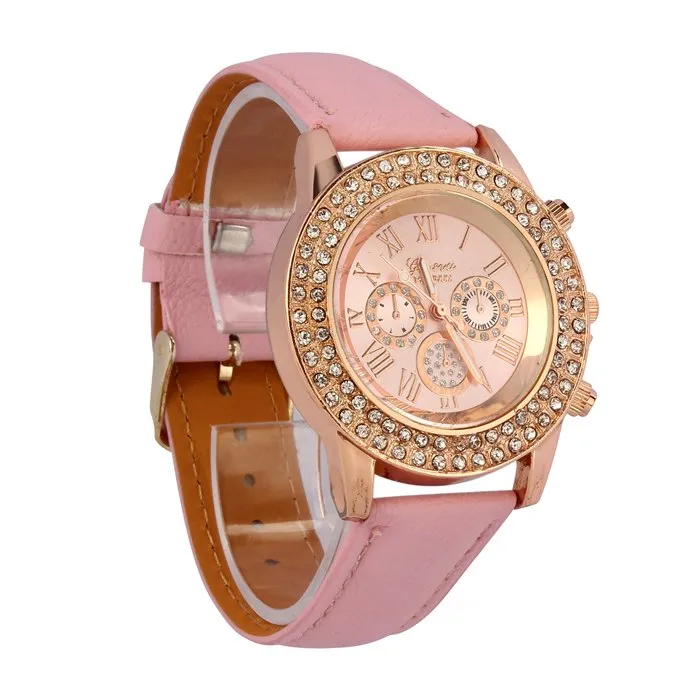 Luca's Al -Vogue Fashion Citizen watch Waterproof High Women Ladies Crystal Dial Quartz Analog Leather Witcher Bracelet Wrist Watch