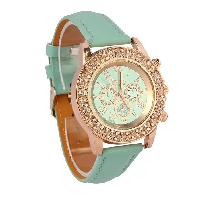 Luca's Al -Vogue Fashion Citizen watch Waterproof High Women Ladies Crystal Dial Quartz Analog Leather Witcher Bracelet Wrist Watch