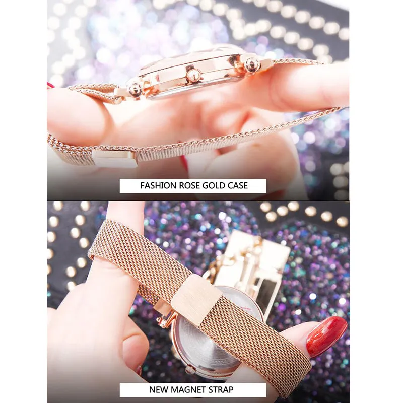 Luxury Luminous Women Watches Starry Sky Magnetic Female Wristwatch Waterproof Rhinestone Clock relogio feminino montre femme