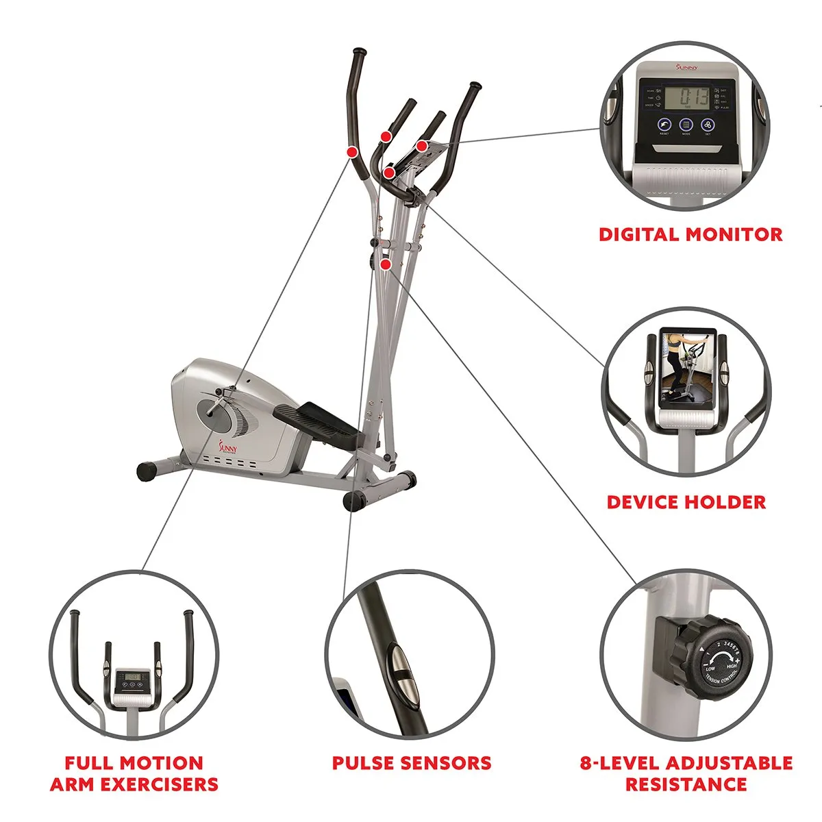Magnetic Elliptical Trainer Fitness Machine SF-E3607