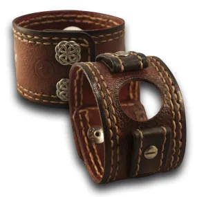 Mahogany Samsung Leather Cuff Watch Band with Celtic Snaps