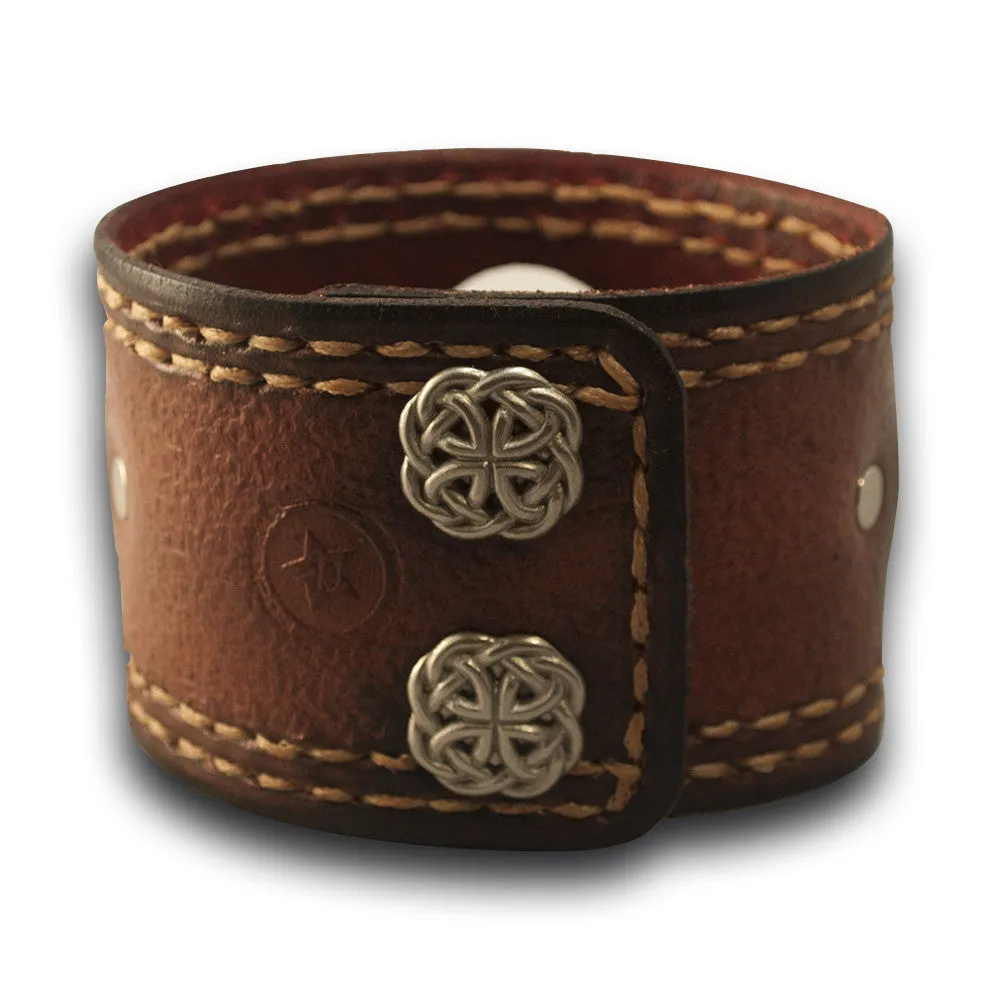 Mahogany Samsung Leather Cuff Watch Band with Celtic Snaps